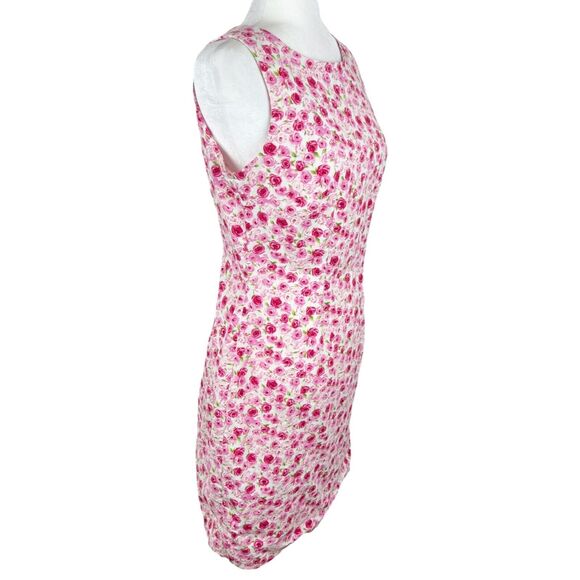 CDC Dress Women 12 White Red Pink Floral All Over Print Sheath Sleeveless Casual - Picture 2 of 12